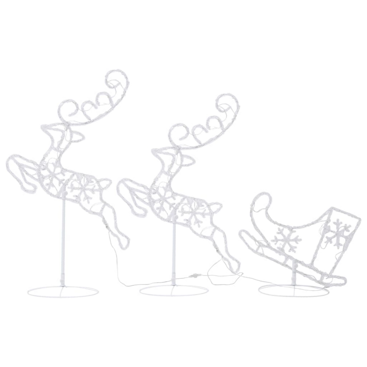 Picture of Benjara BM325941 Outdoor 2-Flying Reindeer Sleigh Christmas Decor with 72 Cool White LED