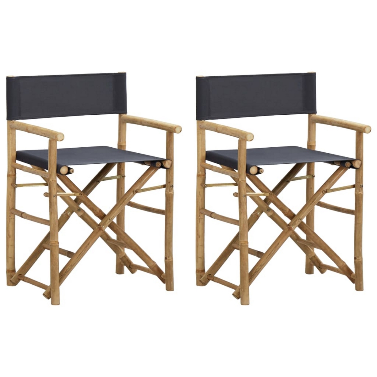 Picture of Benjara BM325782 Folding Directors Chair with X Shape Base & Bamboo&#44; Dark Gray - Set of 2