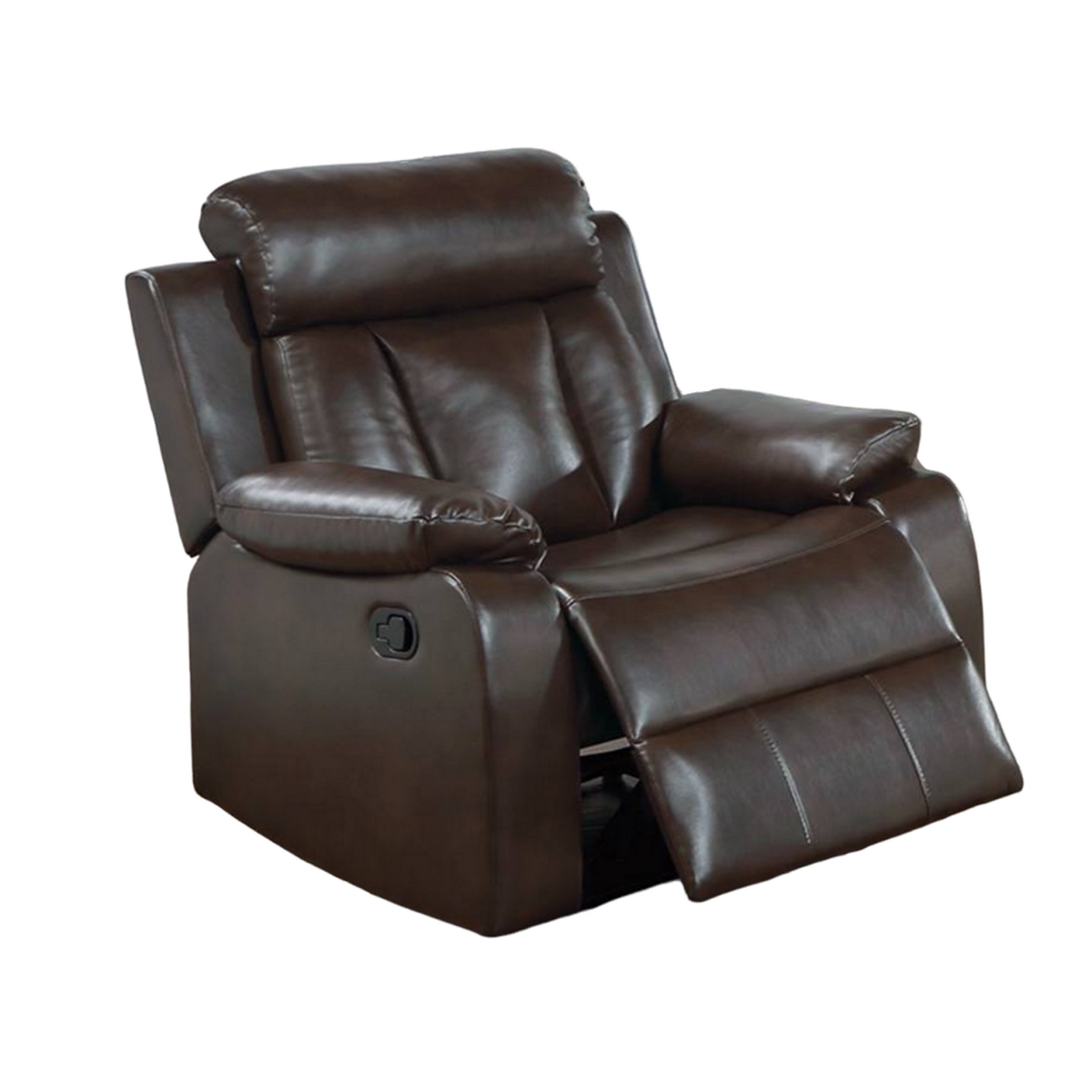 Picture of Benjara BM326066 Corie Manual Recliner Chair with Pillow Cushionsed & Brown Faux Leather