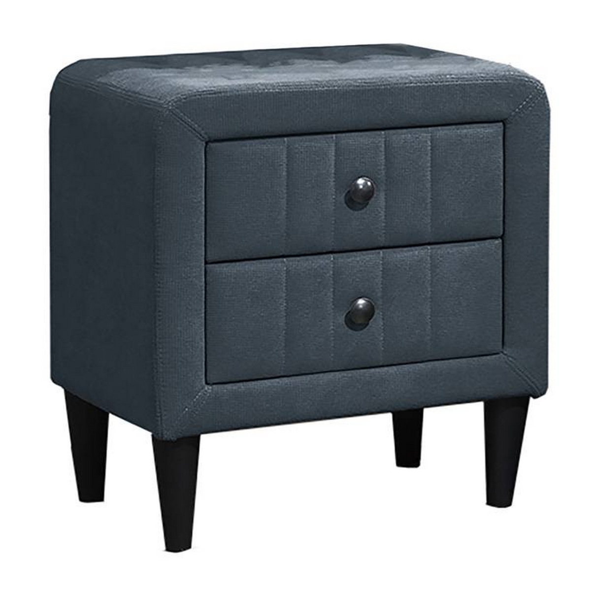Picture of Benjara BM326149 22 in. Rheo Nightstand with 2 Drawers & Upholstered&#44; Charcoal Gray Linen