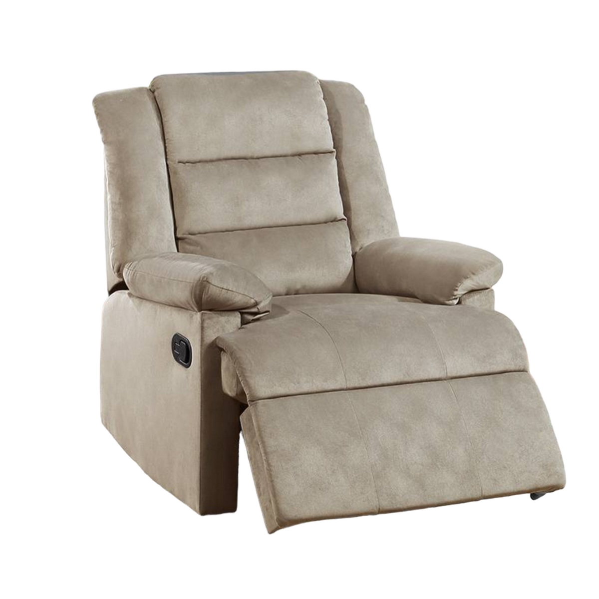Picture of Benjara BM326178 Kori Manual Recliner Chair with Soft Cushionsed Beige Velvet&#44; Solid Wood