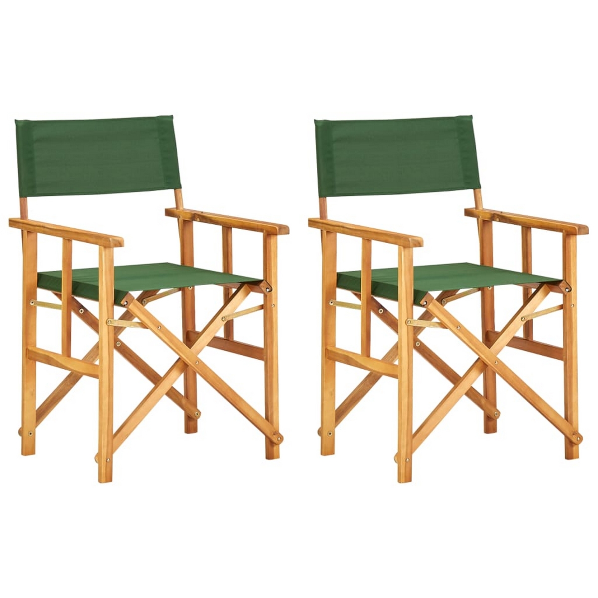 Picture of Benjara BM325783 Folding Directors Chairs with X-Shape Base&#44; Acacia Wood & Green - Set of 2