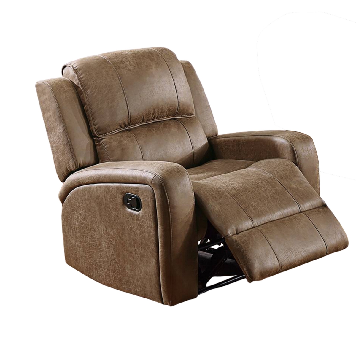 Picture of Benjara BM326097 Charles Manual Recliner Chair with Chestnut Brown Faux Leather&#44; Solid Wood