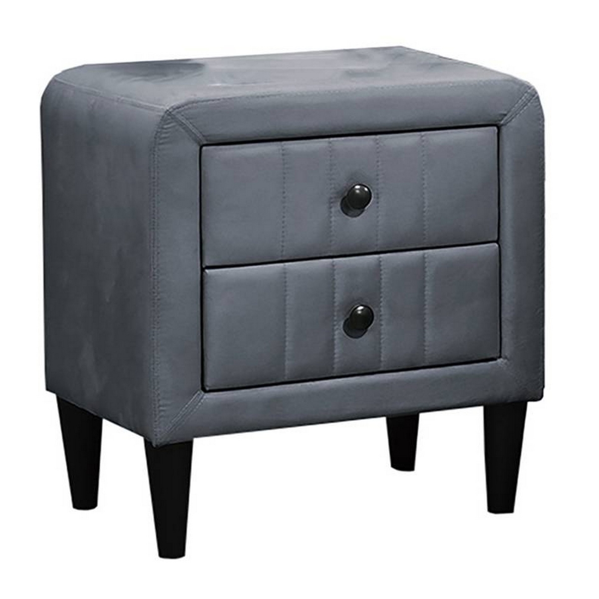 Picture of Benjara BM326146 22 in. Rheo Nightstand with 2 Drawers & Upholstered&#44; Dark Gray Velvet