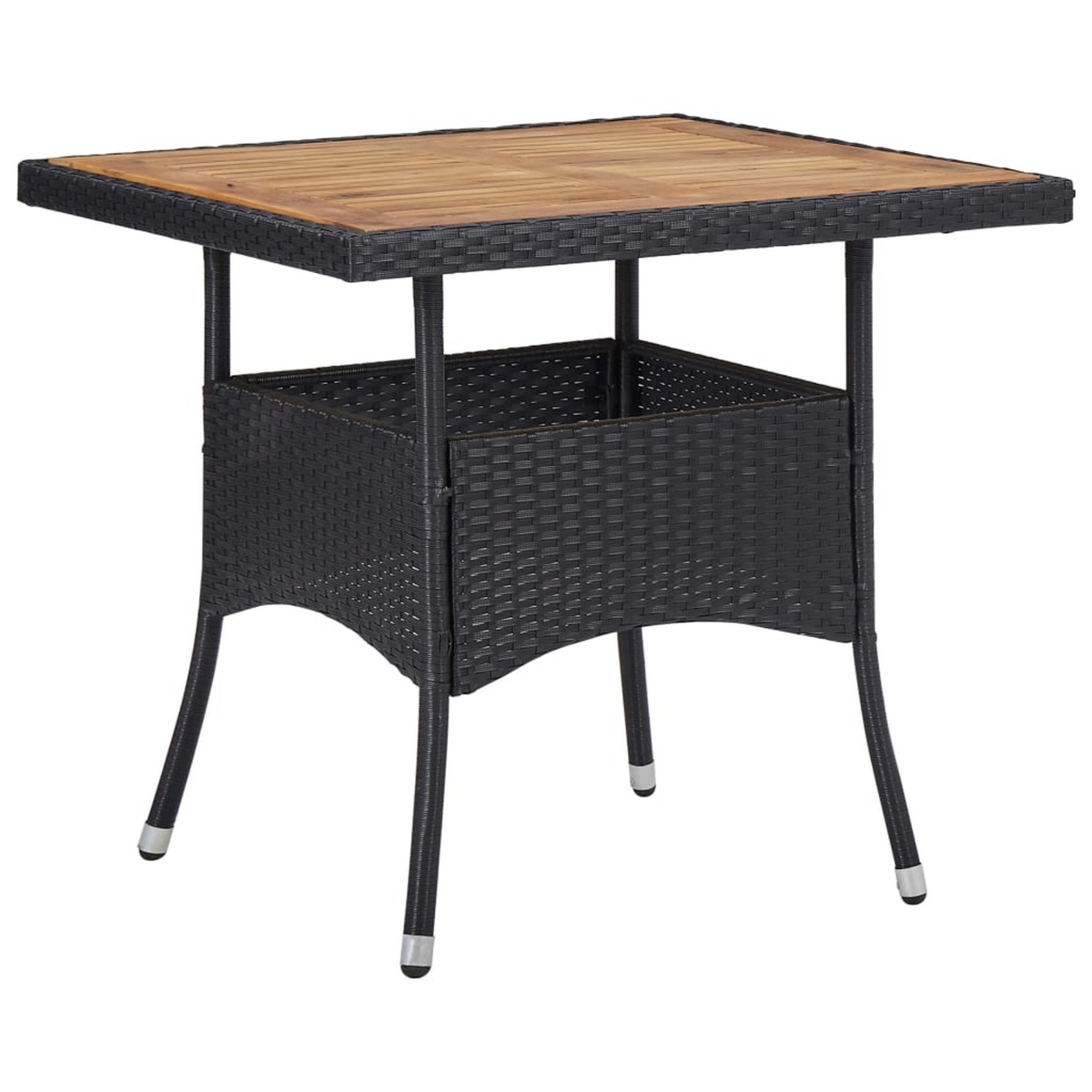 Picture of Benjara BM326329 Outdoor Dining Table with 31 in. Square Acacia Wood Top Black Rattan Base