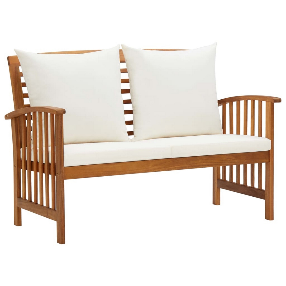 Picture of Benjara BM326402 47 in. Mia Outdoor Loveseat Bench with Gray Cushions & Brown Solid Wood