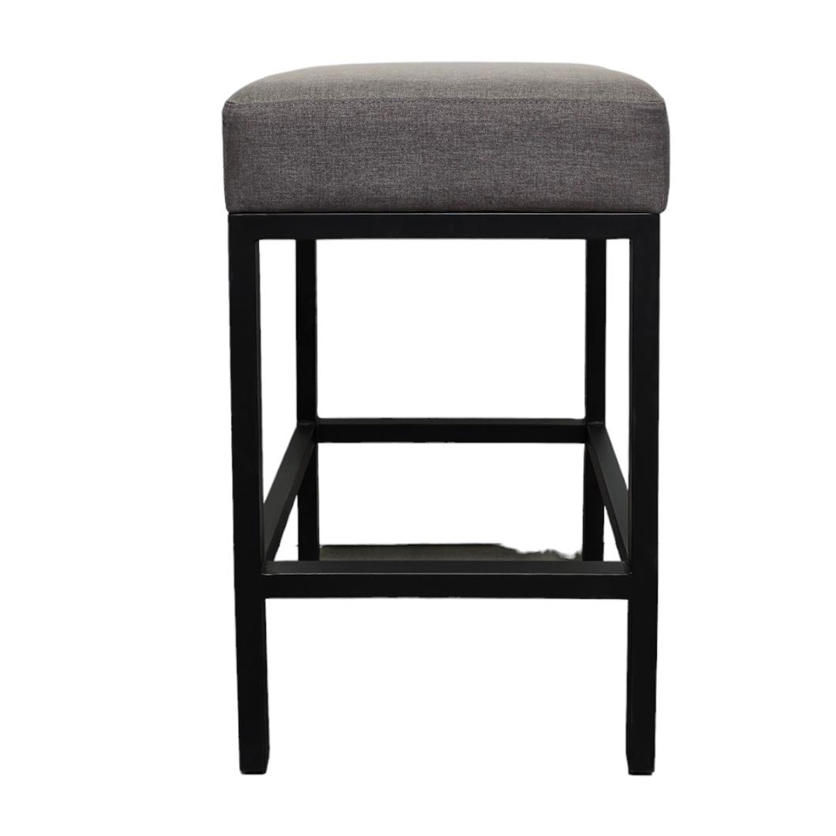 Picture of Benjara BM326571 Fyan Counter Stool with Padded Dark Gray Fabric Seat&#44; Black Iron Base