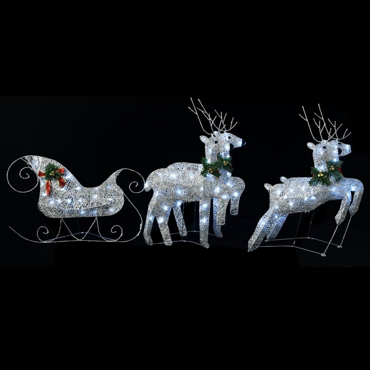 Picture of Benjara BM325925 Outdoor 4-Reindeer N Sleigh Christmas Decoration with 100 LED&#44; Cool White
