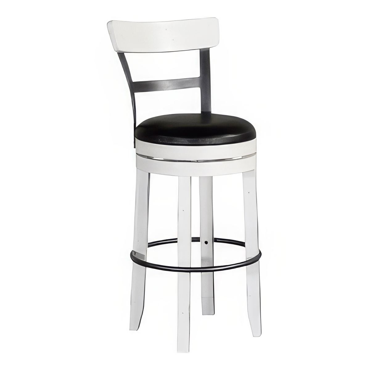 Picture of Benjara BM324878 Orso Swivel Barstool Chair - Faux Leather&#44; White & Black - Set of 2