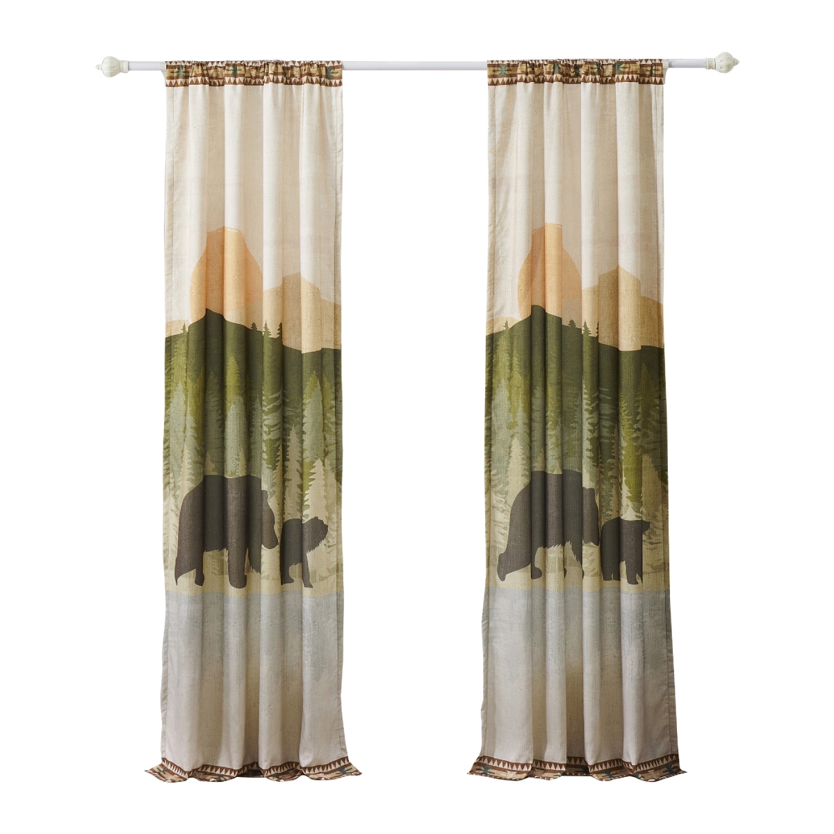 Picture of Benjara BM332741 Kip 2 Panels Curtain Set - Microfiber - Mountain Scenery&#44; Multi Color