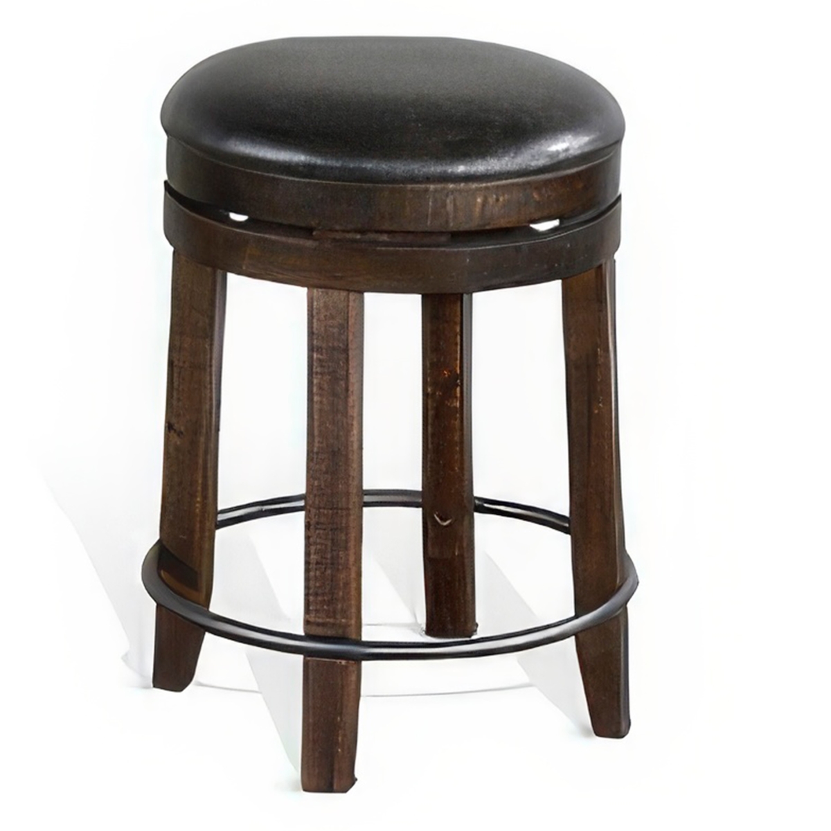 Picture of Benjara BM324879 Flint Swivel Counter Stool - Faux Leather&#44; Dark Brown&#44; Gray & Black - Set of 2
