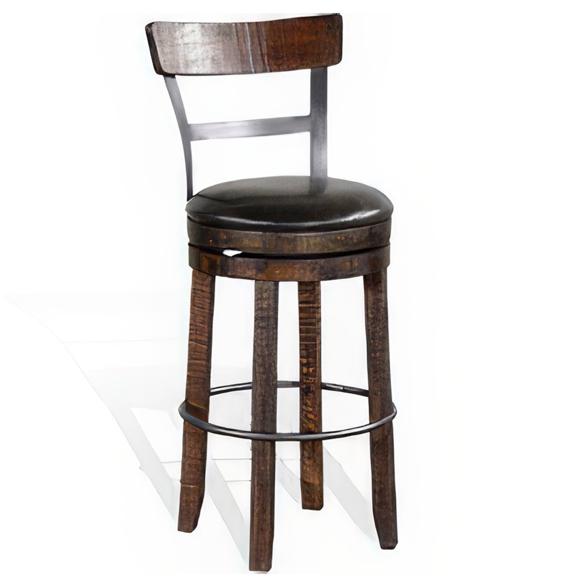 Picture of Benjara BM324882 Flint Swivel Barstool Chair - Black Faux Leather&#44; Dark Brown & Gray - Set of 2