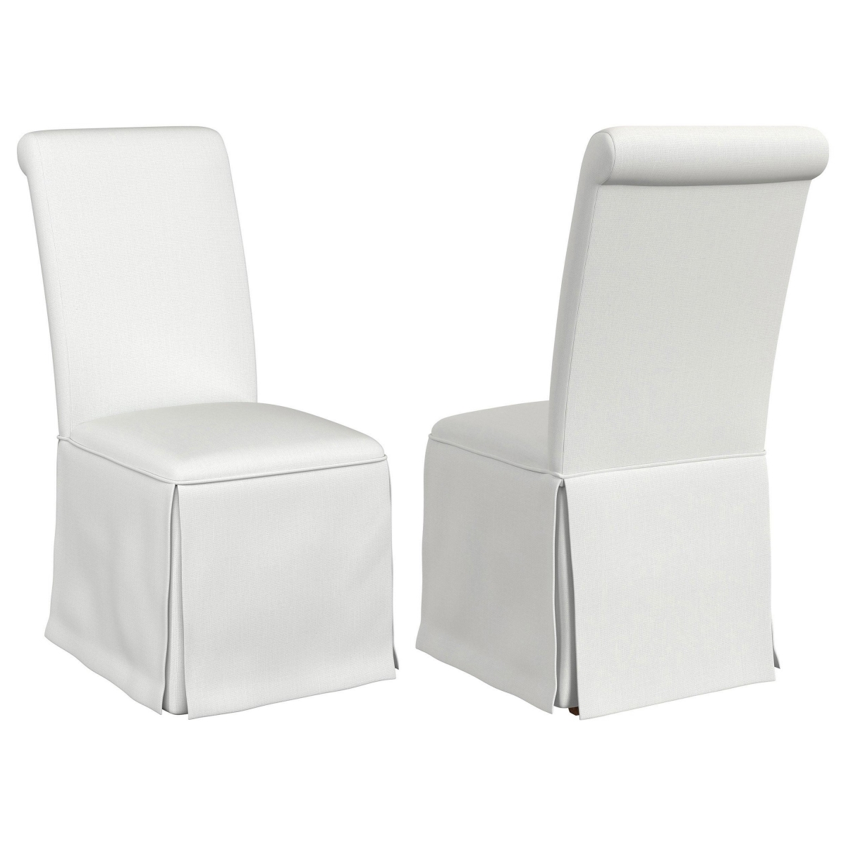 Picture of Benjara BM329276 Shaw Dining Chair - Tall Rolled Back & Skirted Base&#44; White - Set of 2