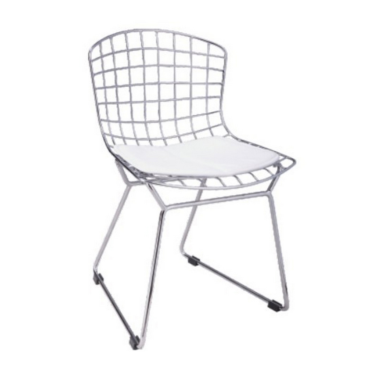 Picture of Benjara BM330191 Kids Shuttle Chair - White Faux Leather - Mesh Chrome Metal - Set of 2
