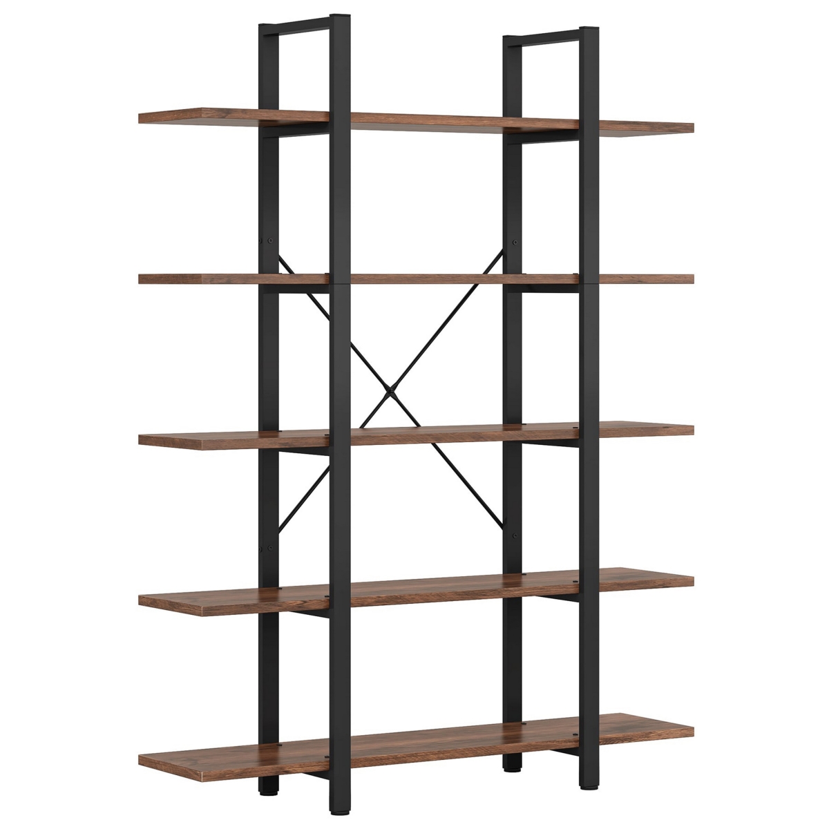 Picture of Benjara BM328543 70 in. Etagere Bookshelf - 5 Tier Brown MDF Shelves - Black Metal Frame