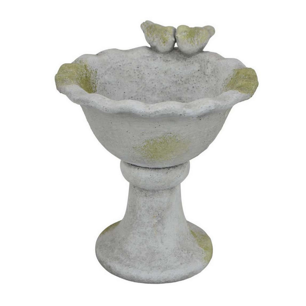 Picture of Benjara BM331092 12 in. Ivina Bird Feeder Bird Bath - Decorative&#44; Gray & Green