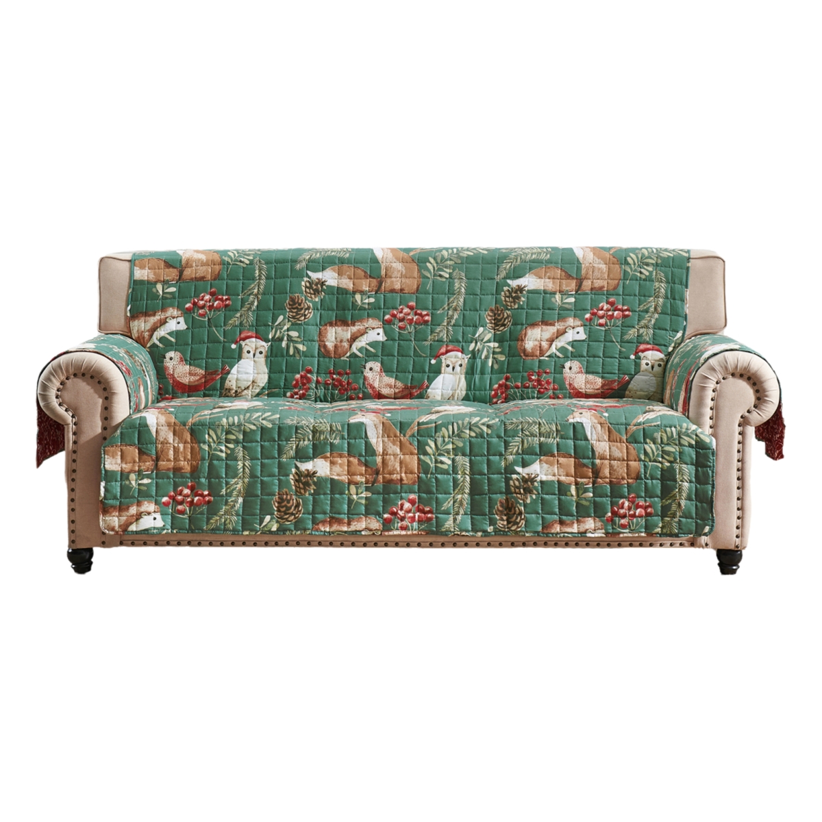 Picture of Benjara BM332789 Lowa Sofa Slipcover - Reversible - Polyester - Festive Theme&#44; Green & Red