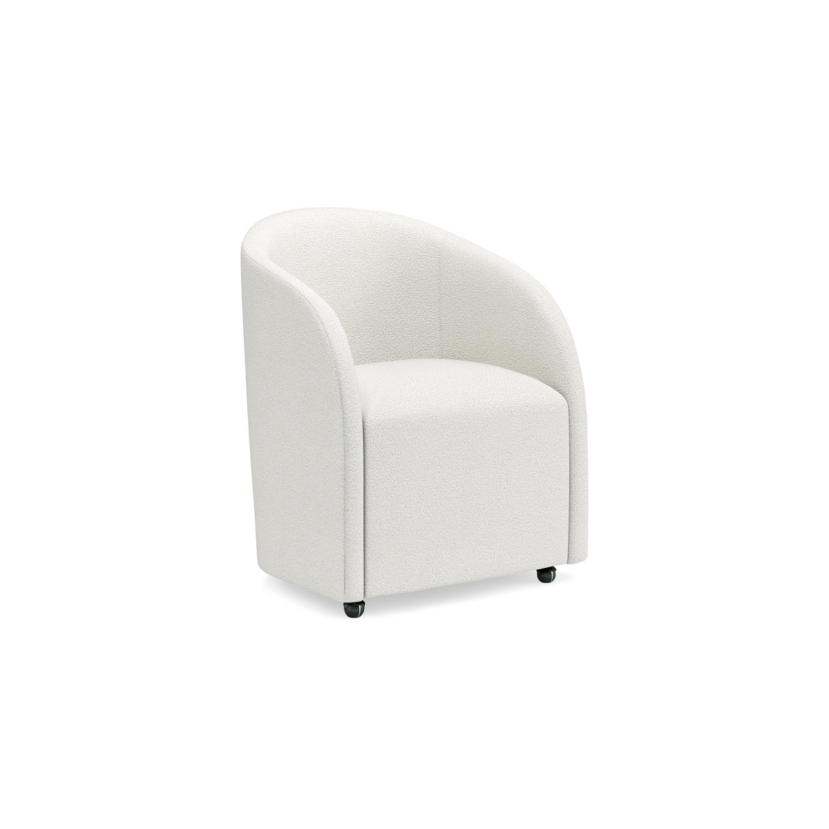 Picture of Benjara BM328123 Jeno Home Office Chair with Caster Wheels - Boucle Fabric&#44; White