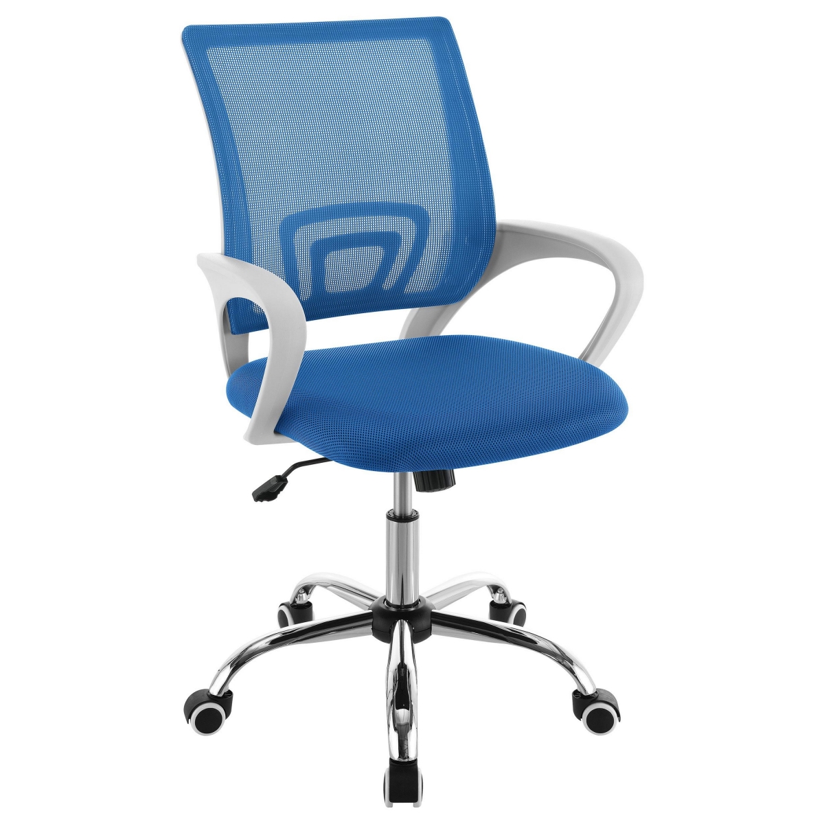 Picture of Benjara BM329152 Fera Rolling Office Chair - Adjustable Base - Mesh Fabric&#44; Blue&#44; Chrome & White