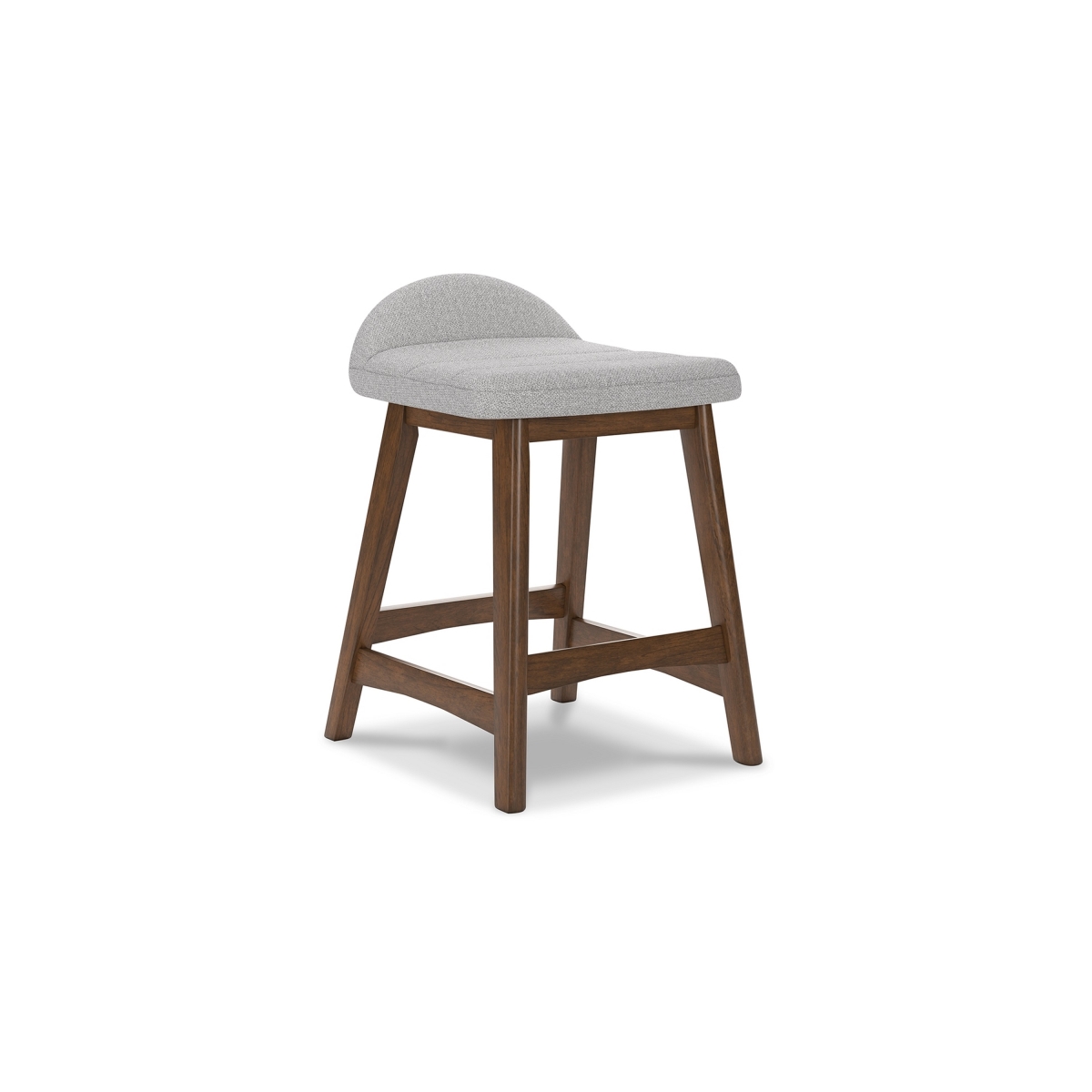 Picture of Benjara BM329758 Jeyn Counter Stool with Footrest - Brown Wood - Light Gray Seat - Set of 2