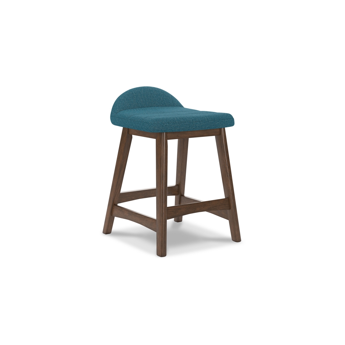 Picture of Benjara BM329760 Jeyn Counter Stool with Footrest - Brown Hardwood - Blue Seat - Set of 2