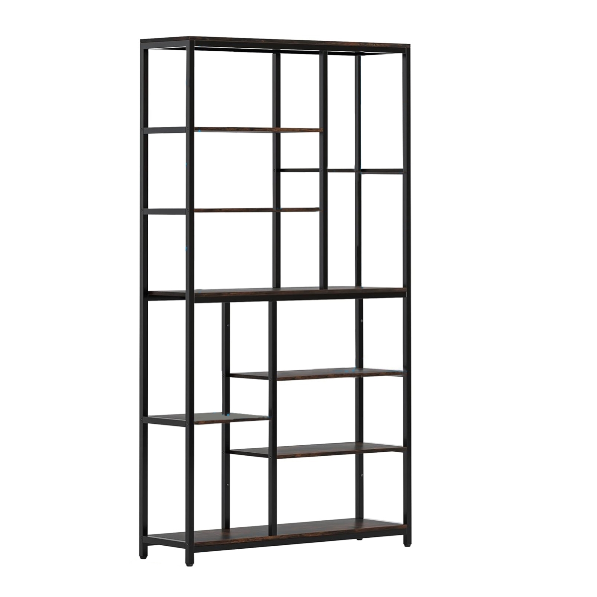 Picture of Benjara BM328616 78 in. Tall Accent Bookshelf - 9 Tier Brown Shelves - Black Metal