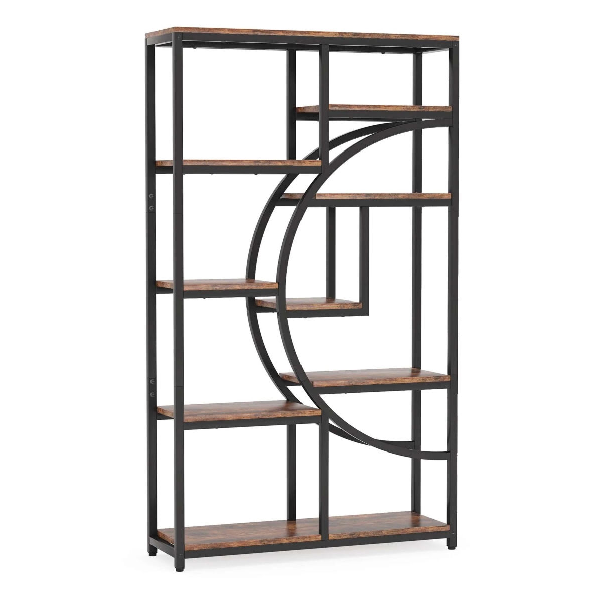 Picture of Benjara BM328504 69 in. Bookshelf - 9 Tier Open Shelves - Brown MDF - Black Metal Frame