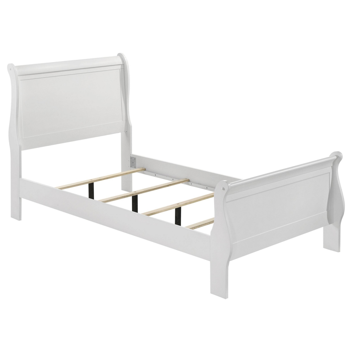 Picture of Benjara BM328684 Nim Bed - Sleigh Panel Headboard Design - Low Profile&#44; White - Twin Size