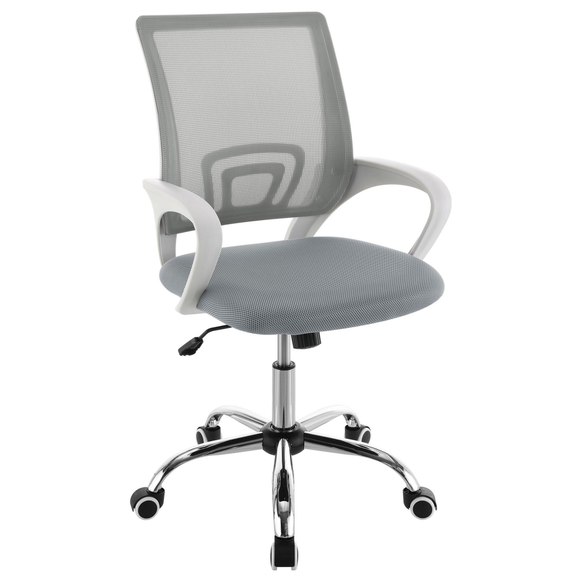 Picture of Benjara BM329150 Fera Rolling Office Chair - Adjustable Base - Mesh Fabric&#44; Gray&#44; Chrome & White