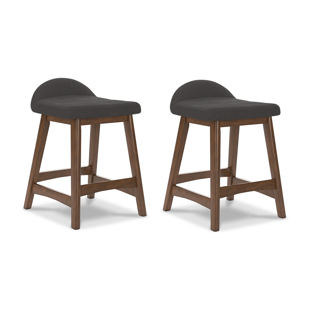 Picture of Benjara BM329759 Jeyn Counter Stool with Footrest - Wood - Charcoal Gray & Brown - Set of 2
