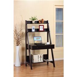 Picture of Benzara BM148747 Contemporary Style Ladder Desk with 3 Open Shelves&#44; Dark Brown