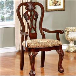 Picture of Benzara BM131208 Elana Traditional Arm Chair with Fabric&#44; Brown Cherry - Set of 2