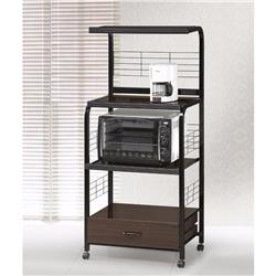 Picture of Benzara BM157887 Wood & Metal Kitchen Cart on Casters&#44; Brown & Black