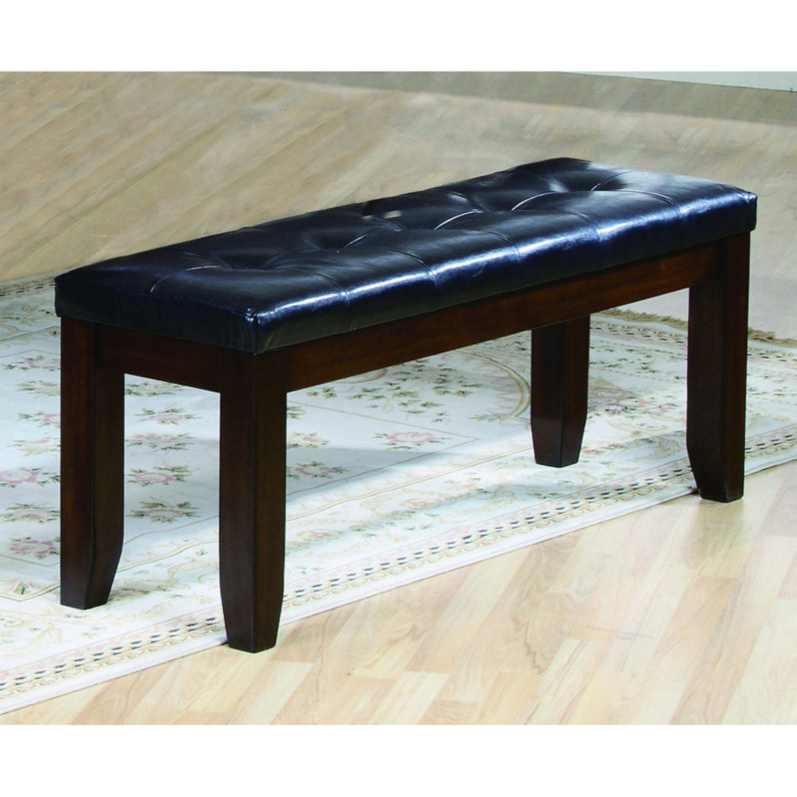 Picture of Benzara BM157897 Impressive Leather Tufted Upholstered Bench, Black & Brown