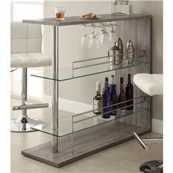 Picture of Benzara BM158033 Radiant Rectangular Bar Table with 2 Shelves & Wine Holder&#44; Gray