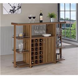 BM158064 Sturdy Modern Bar Unit with Wine Bottle Storage, Brown