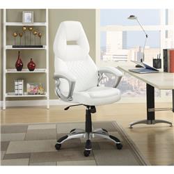 Picture of Benzara BM159404 Leather Sporty Executive High Back Office Chair&#44; White