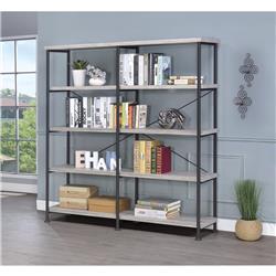 Picture of Benzara BM159421 Contemporary Style Wood & Metal Open Bookcase&#44; Gray