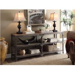 Picture of Benzara BM154233 Console Table with 4 Shelves&#44; Brown & Antique Silver