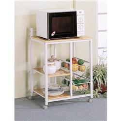 Picture of Benzara BM69270 Kitchen Cart with 3 Shelves & 2 Storage Compartments&#44; Brown & White