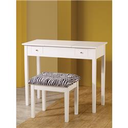 Picture of Benzara BM69564 17.5 x 18 x 14 in. Contemporary Lift-Top Vanity with Upholstered Stool&#44; White - 2 Piece
