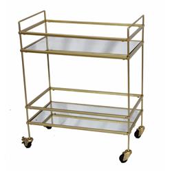 Picture of Benzara UPT-71700 32 x 15 x 27 in. Elegantly Charmed Bar Cart with Two Glass Shelves&#44; Gold