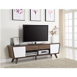 Picture of Benzara BM156155 21.5 x 74 x 15.5 in. Glittering Two-Tone Mid-Century Modern TV Stand&#44; White & Brown