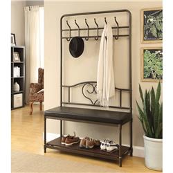 Picture of Benzara BM160088 69 x 45.25 x 15.25 in. Black Metal Hall Tree with Additional Shelf