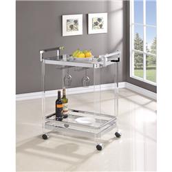 Picture of Benzara BM160122 35 x 28.5 x 17.25 in. Stylish Metal Base Serving Cart with Glass Top&#44; Clear