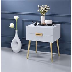 Picture of Benzara BM154620 Square End Table with Drawers&#44; White & Gold