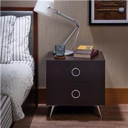 Picture of Benzara BM154630 Rectangular Wood & Metal Nightstand&#44; Brown & Chrome