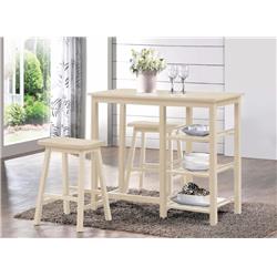 Picture of Benzara BM158696 Spacious Counter Height Set&#44; White - 3 Piece