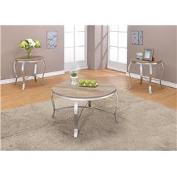Picture of Benzara BM163028 19 x 35 x 35 in. Metal & Wooden Coffee & End Table Set&#44; Brown & Silver - 3 Piece