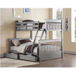 Picture of Benzara BM163495 Wooden Twin & Full Bunk Bed with 2 Drawers&#44; Gray